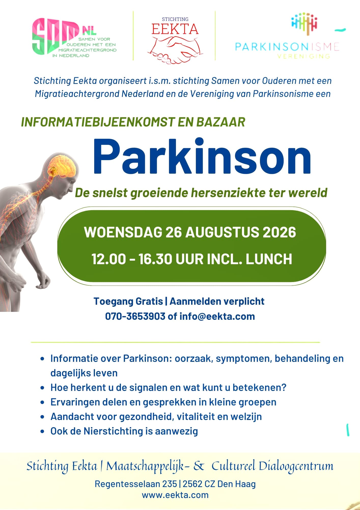 Uitnodiging Parkinson Informatiebijeenkomst & Bazaar