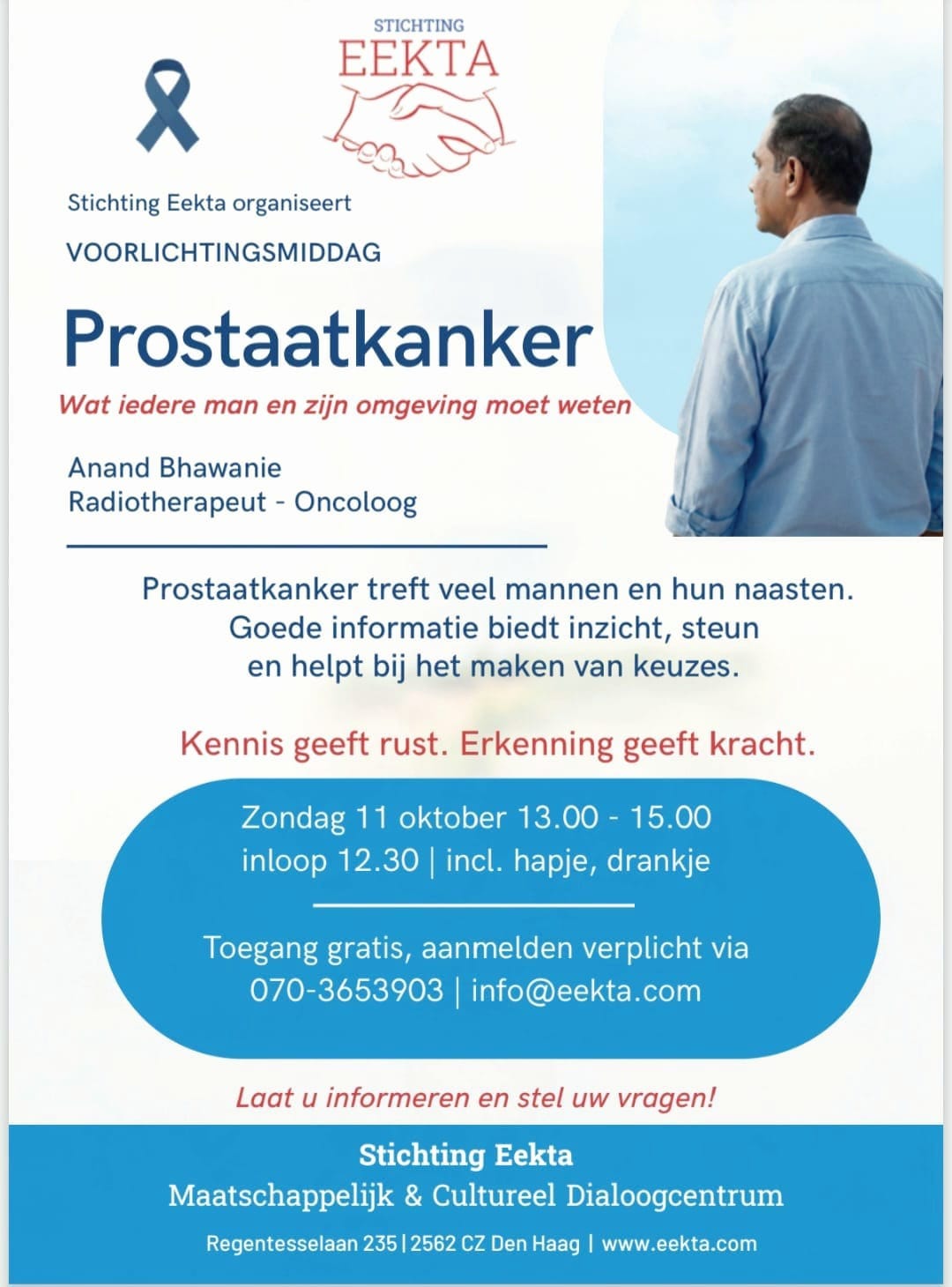 Stichting Eekta organiseert: Voorlichtingsmiddag over prostaatkanker.