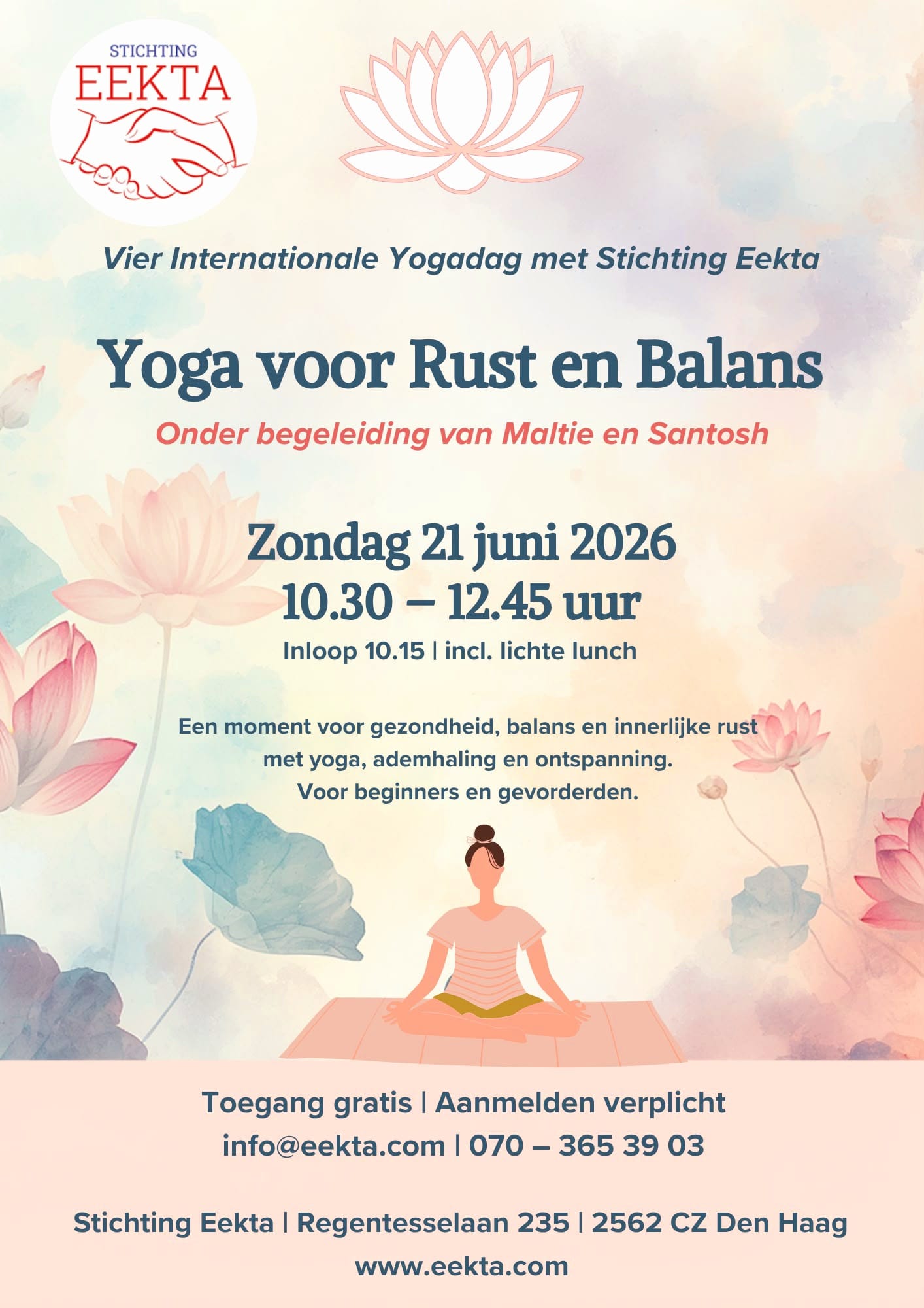 Vier Internationale Yogadag 2026 met Eekta op zondag 21 juni