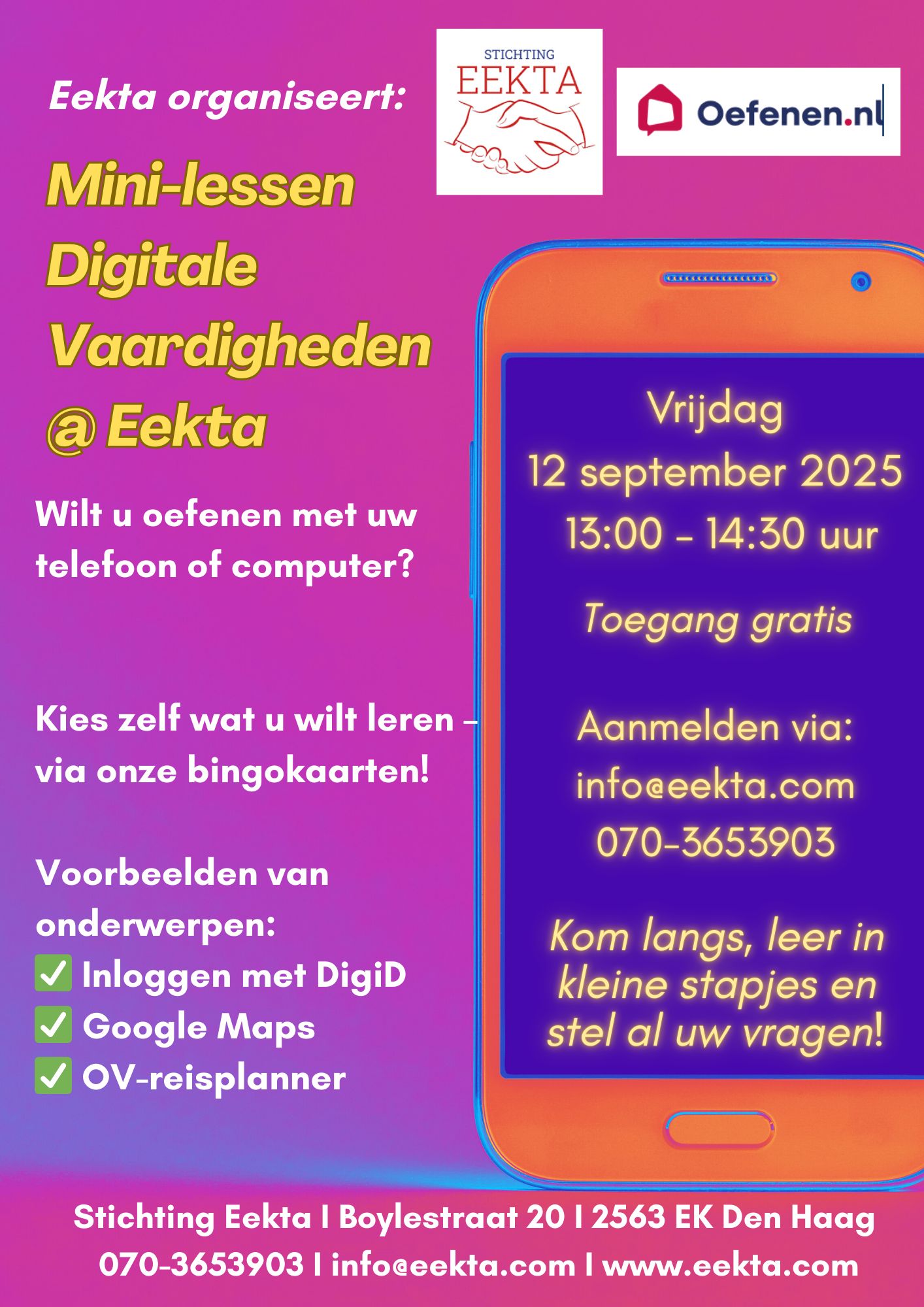 Mini-lesjes DIGITALE Vaardigheden bij Eekta 💻