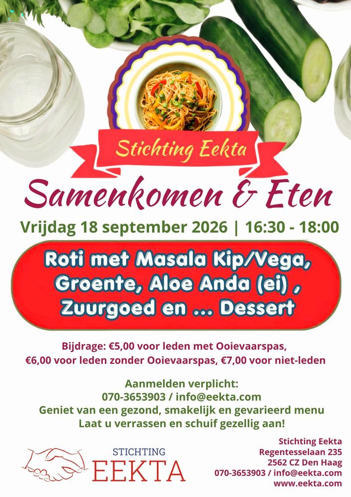 Samenkomen & Eten bij Stichting Eekta (18 sept 2026)