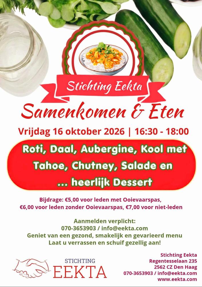 Samenkomen & Eten bij Stichting Eekta (16 okt 2026)