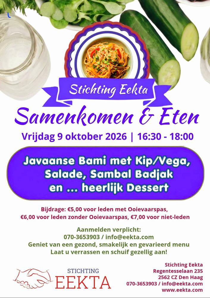 Samenkomen & Eten bij Stichting Eekta (9 okt 2026)